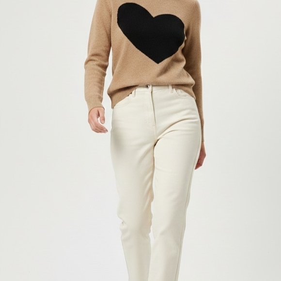 ​J. Crew Merino Wool & Alpaca Blend Heart Sweater - Camel/Black - S - Picture 9 of 10